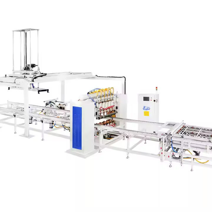 Hwashi IBC Κλουβί Φρέμα Αυτοματοποιημένη μηχανή συγκόλλησης Γραμμή παραγωγής Διάφραγμα εκφόρτωσης Μηχανοκίνητο βραχίονα βάσης Φρέμα μηχανή συγκόλλησης